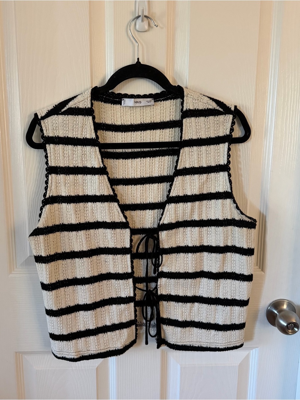 Mango Black and Cream Striped Knit Tank